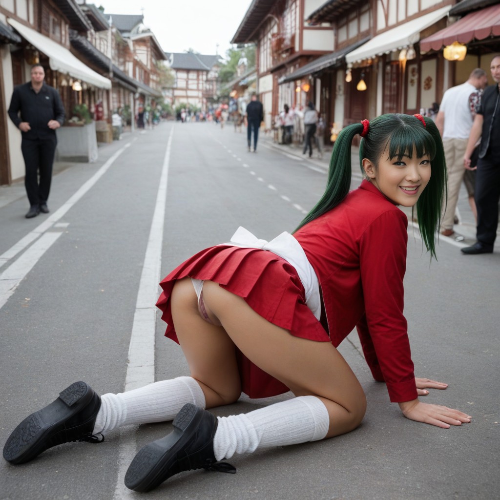 White Panties, Red Jacket, Asian Village AI Porn