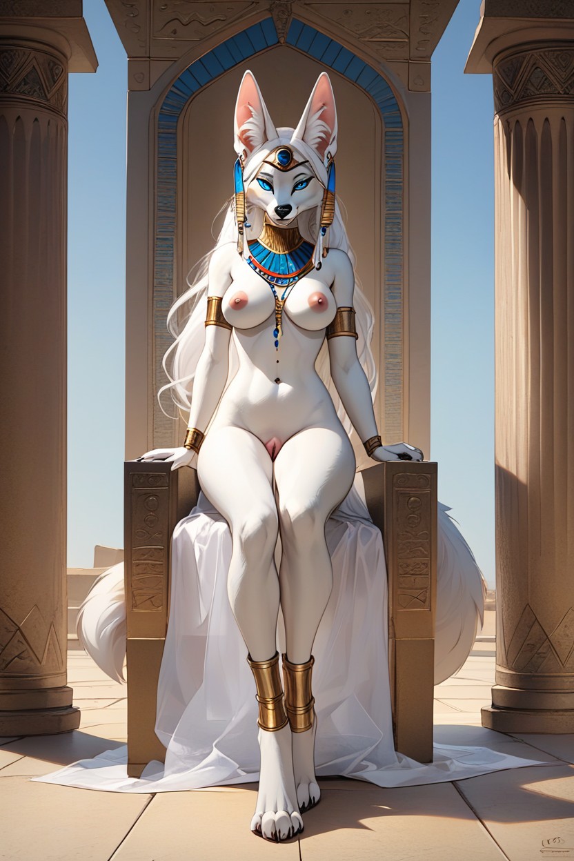 Skinny, Full Body, White Hair Furry AI Porn