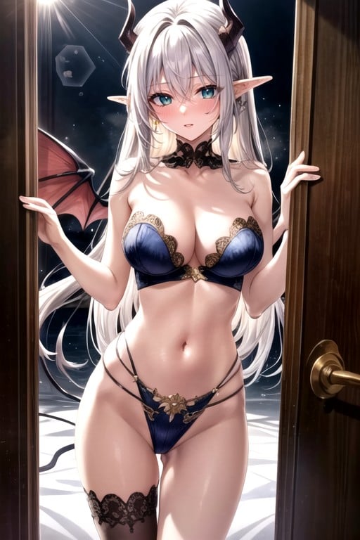 Pointed Earself-like, Half Succubus Girl's Physical Description Elegant Like An Elf, Noche Porno IA