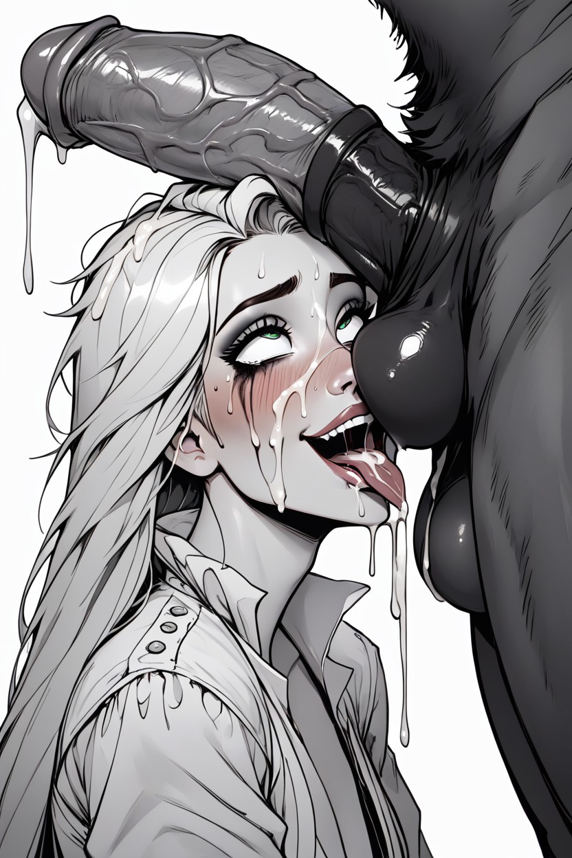 Smeared Makeup, Minotaur Penis On Face, Monstrous Gigantic Throbbing Cocks AI Porn
