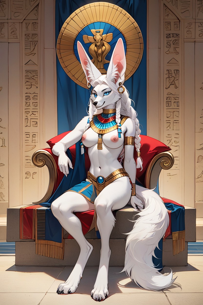 Cleopatra, White Hair, Skinny Furry AI Porn
