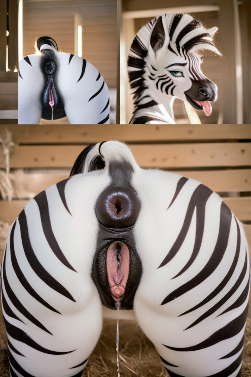 Long Pussy, Dark-brown Anus, Horse Furry AI Porn