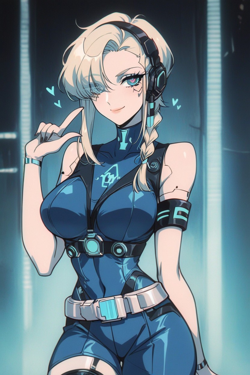 Squeezing Breasts, Very Short Hair, Heart Eyes Hentai AI Porn