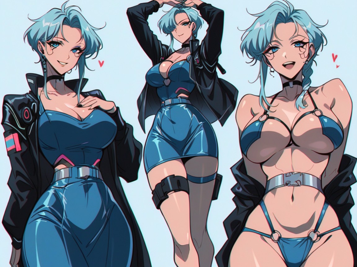 Grinning, Smiling Mouth Open, Rounded Breast Hentai AI Porn
