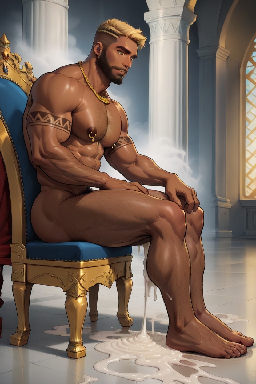 Hairy, Massive, Gold Prince Albert Dick Piercing AI Gay Porn