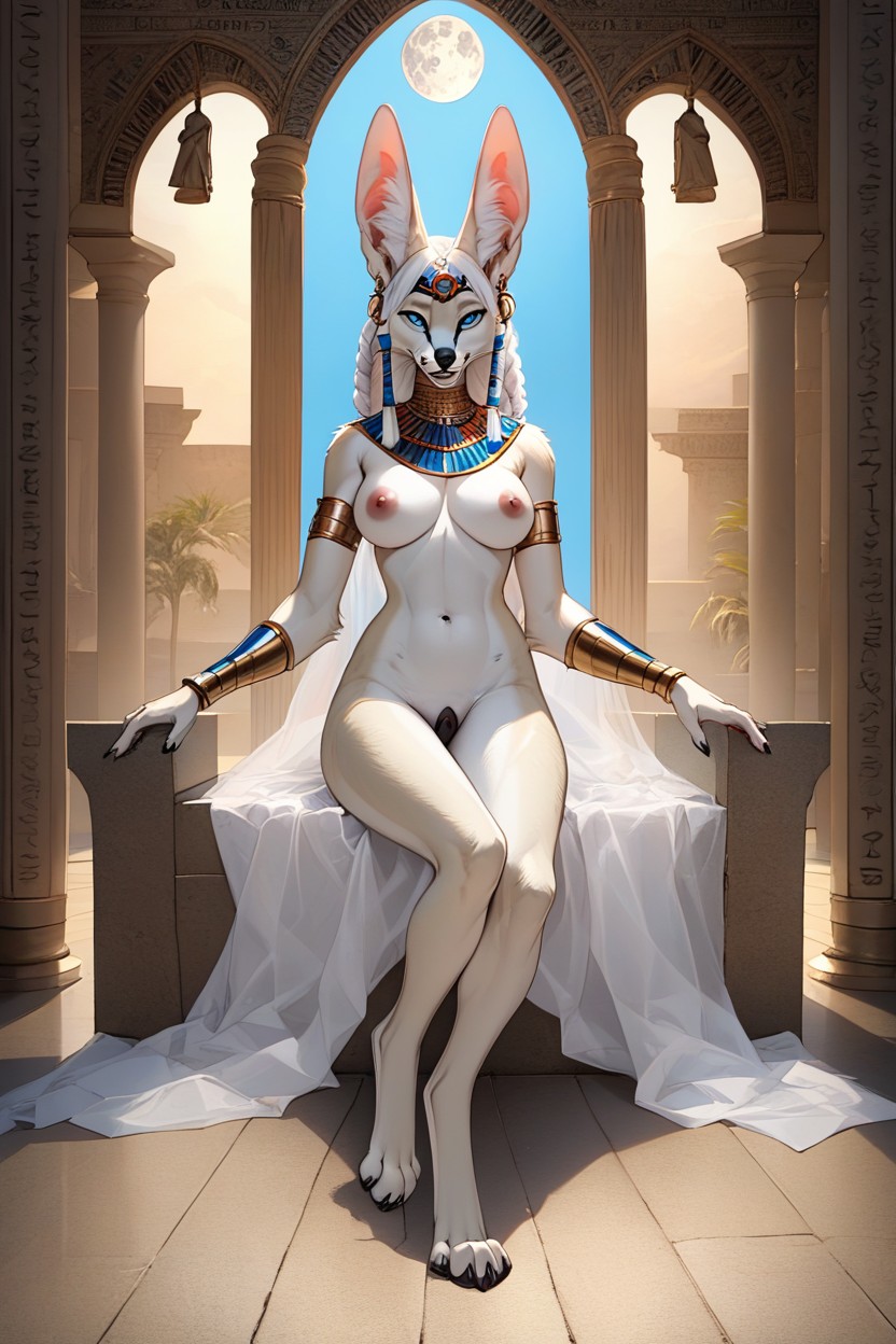 Cairo (pyramids), White Hair, Skinny Furry AI Porn