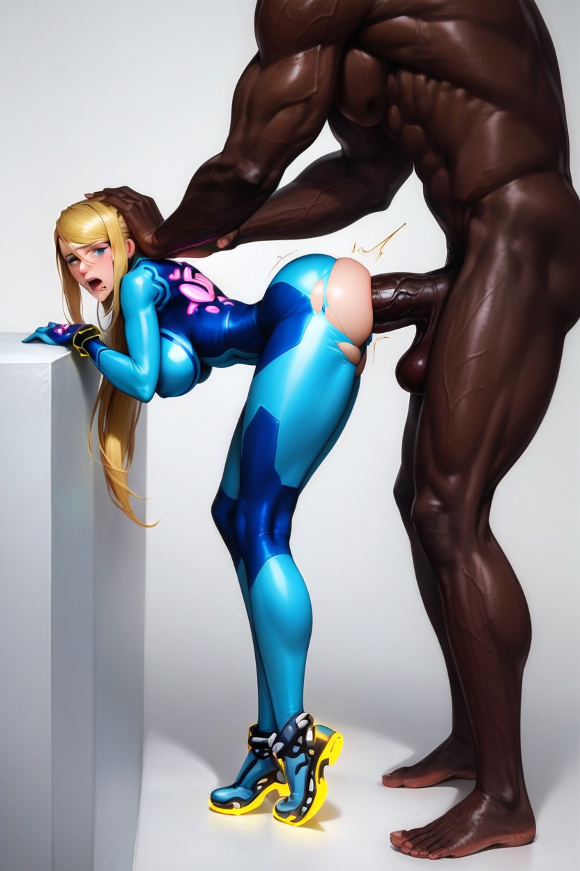 Man Mounting Girl, Man Grabbing Girl’s Head, Interracial AI Porn
