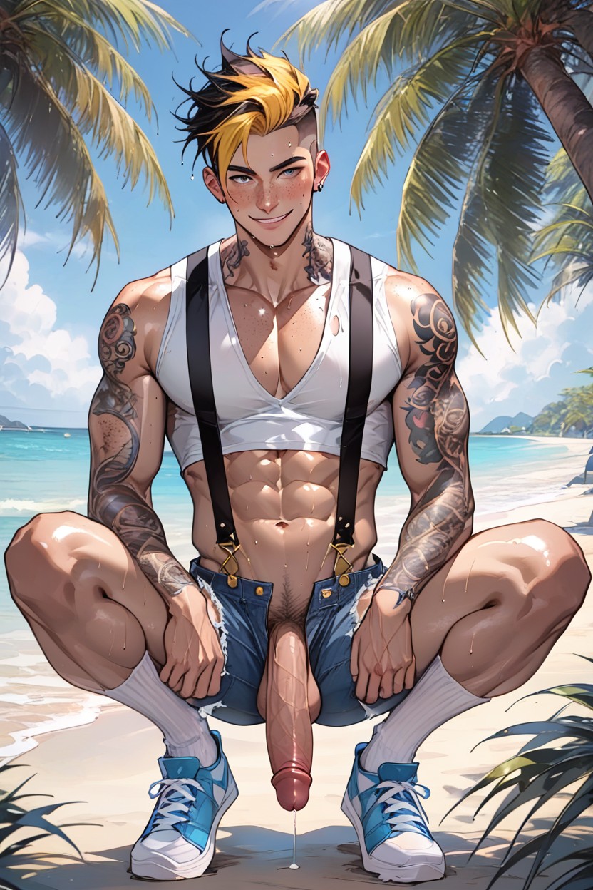 Gay, Squatting, Sunny AI Gay Porn