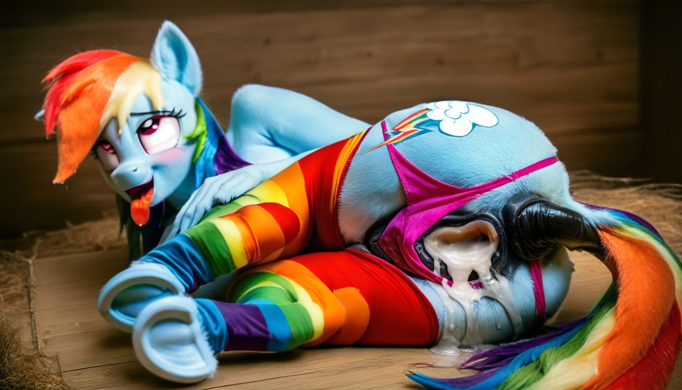 Ahegao, Rainbow Leggings, Dark-brown Anus Furry AI Porn