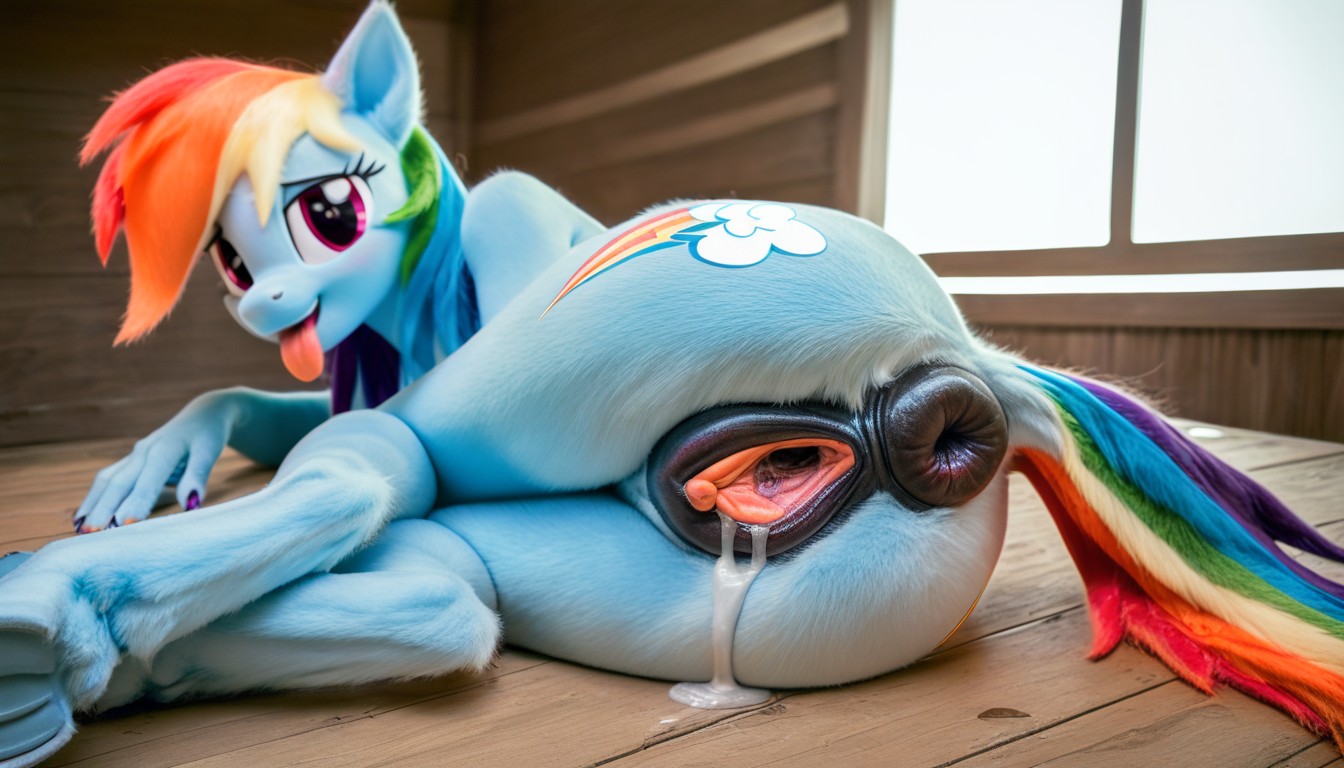 Dripping Pussy, Rainbow Dash, Tail Anus Furry AI Porn