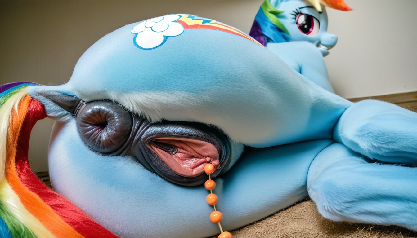 Giant Pony Anus, Giant Anal Beads, Large Puffy Clitoris Furry AI Porn