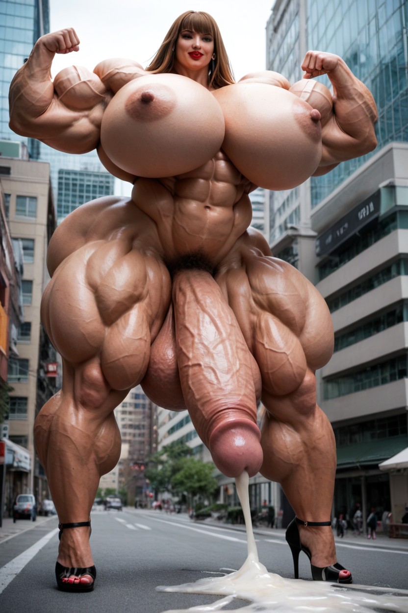 Giantess, Round Lipstick, Gigantic Testicles Shemale AI Porn
