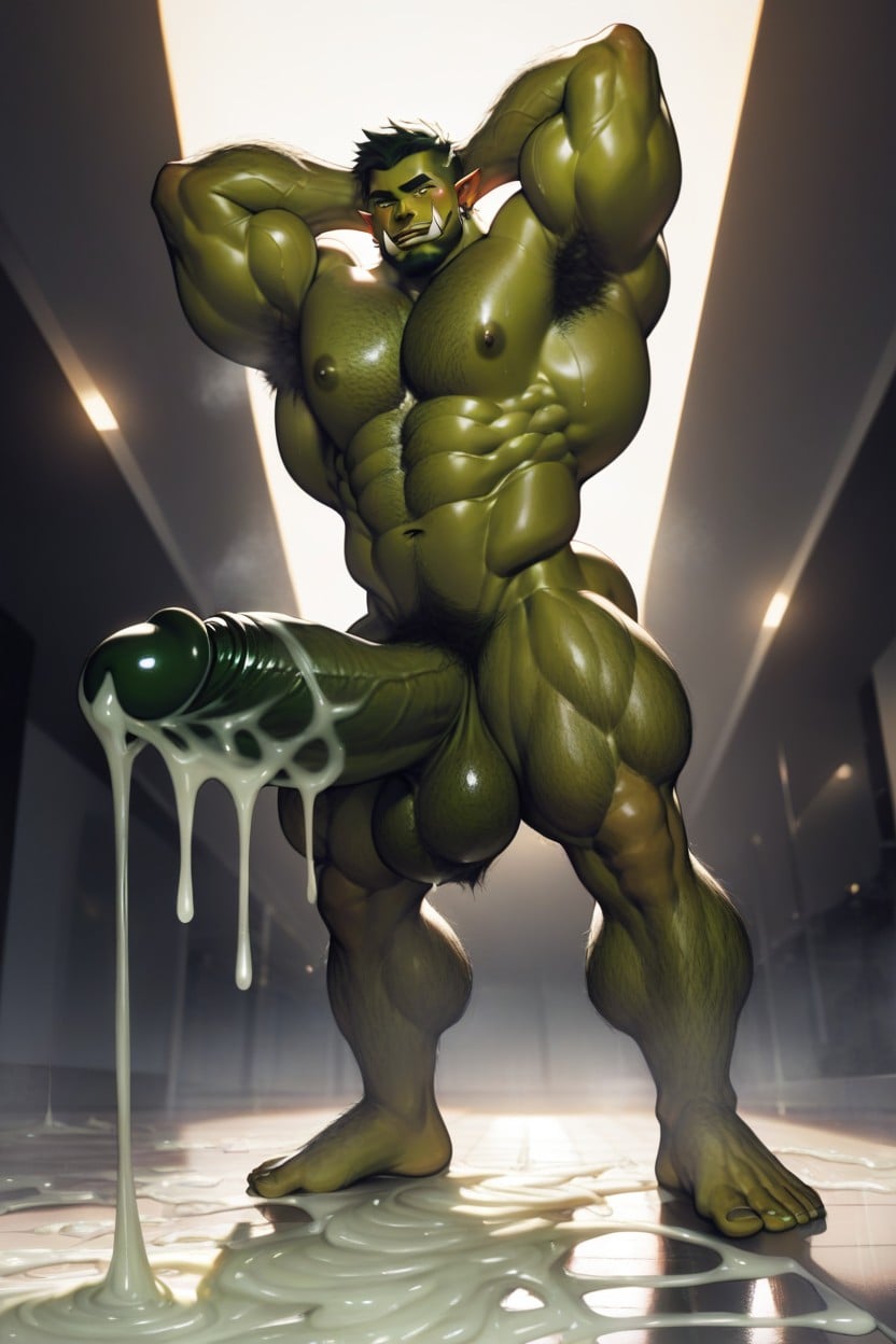 Standing, Green Perm, Hairy Legs AI Gay Porn