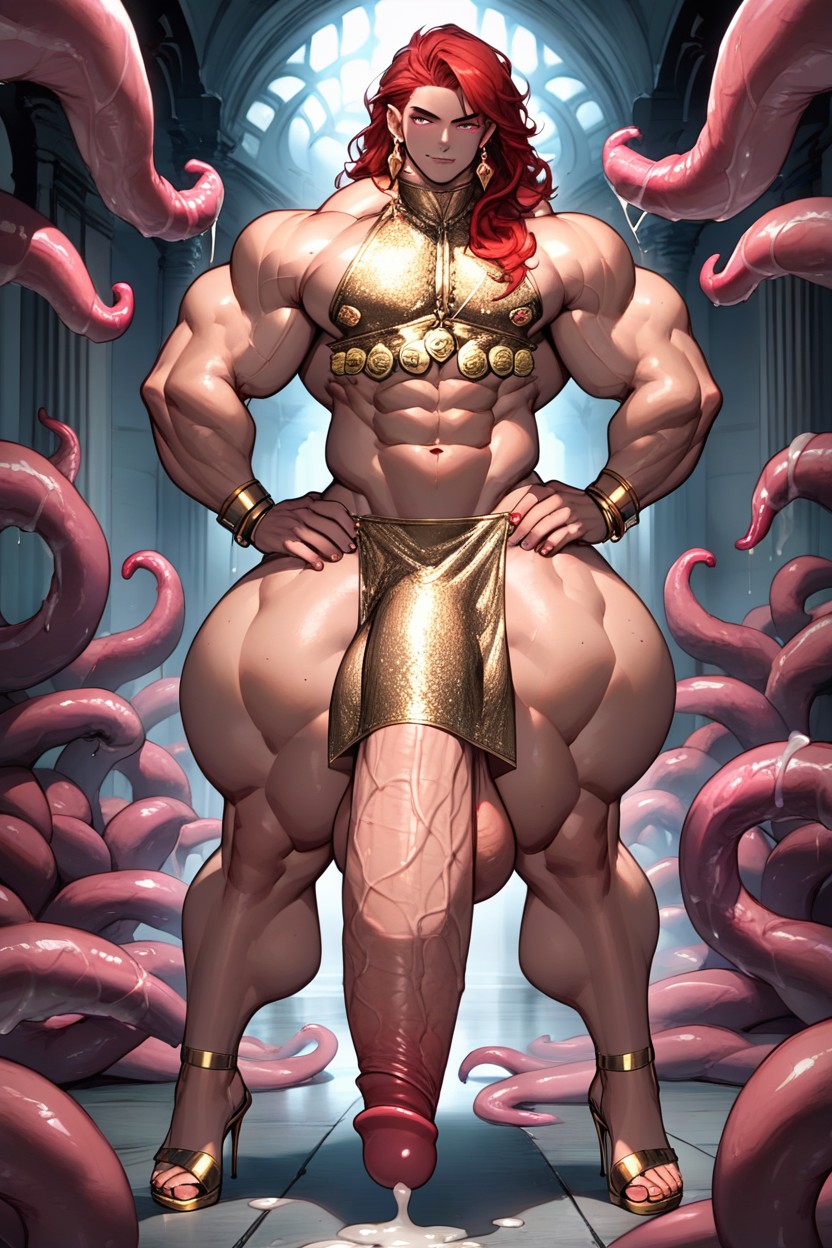 Multiple Cock Rings, 20s, Extreme Hyper Cock AI Gay Porn