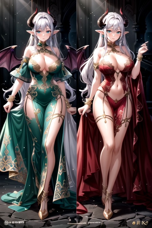 Girl's Race Half Elf, Seductive Like A Succubus, Lovely Face Girl's Attire Elegant Porno IA