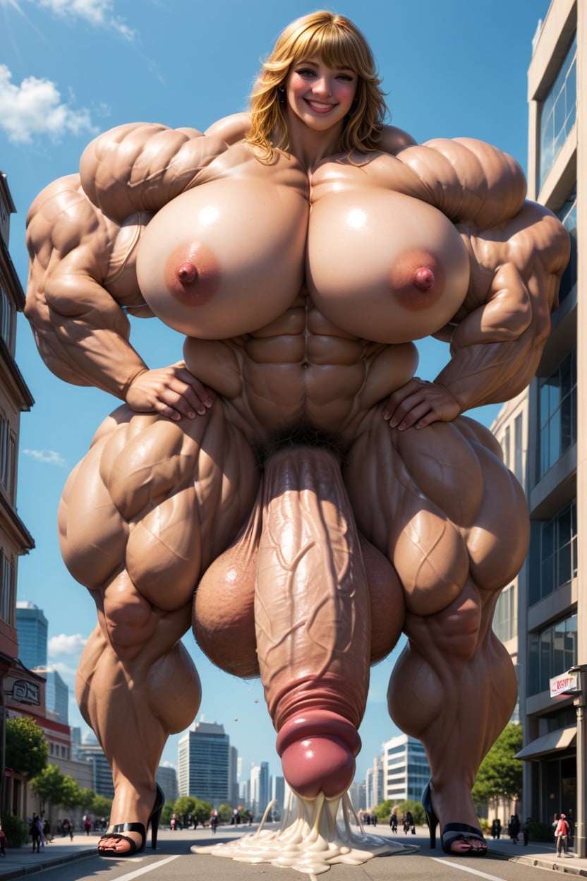 Giantess, Gigantic Massive Futa Cock, 흥분한 얼굴 쉬메일 AI 포르노
