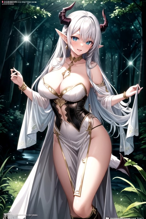 Outdoors, Intricate Embroidery Inspired By Nature, A Hint Of Translucent Fabric Draping Over Her Shoulders AI Porn