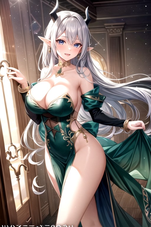 Tail Succubus-like, Ultra Detailed, A Hint Of Translucent Fabric Draping Over Her Shoulders AI Porn