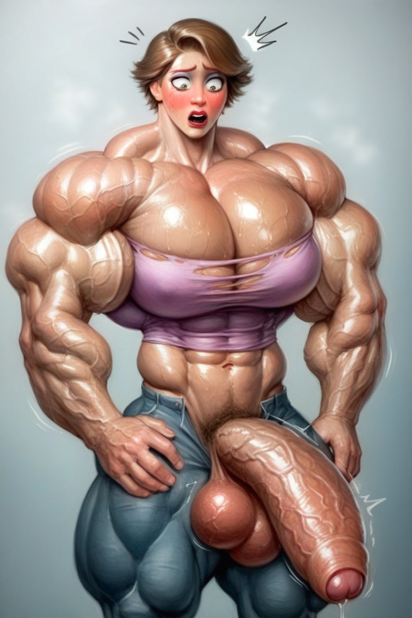 Veins All Over Her Body, Muscular Penis, Medium Length Shemale AI Porn