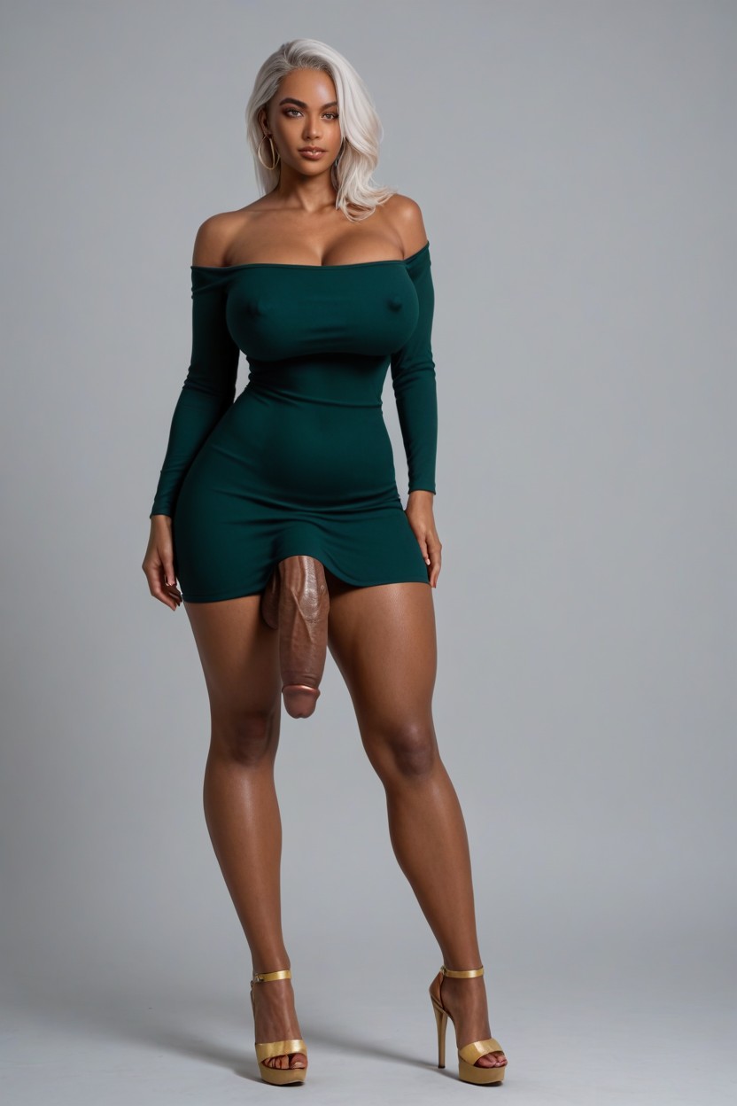 1 Person, Front View, Off-shoulder Shemale AI Porn