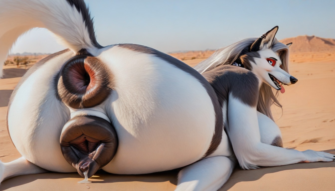 Desert, Photorealistic, Large Tail Furry AI Porn