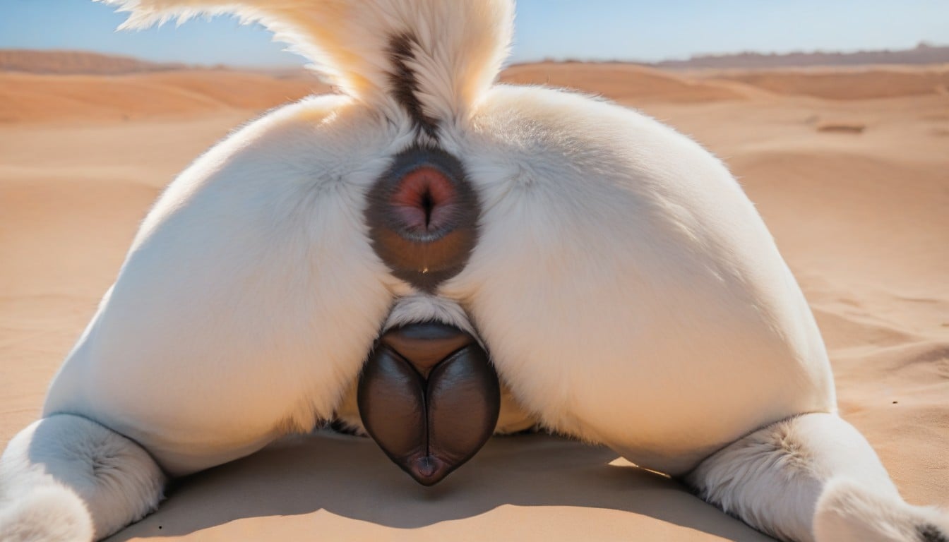 Pronounced Canine Genitals, Large Brown Areola, Desert Furry AI Porn