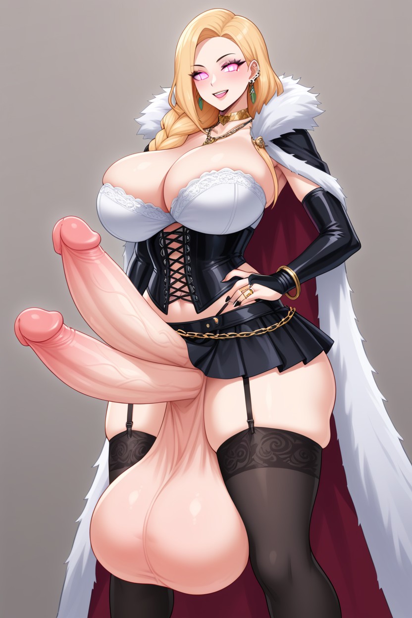Pink Mini Skirt, Glowing Eyes, Corset Shemale AI Porn