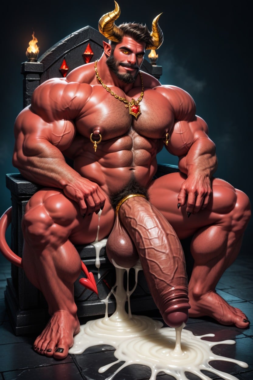Zoomed-out Shot, Beard, Dripping Cum AI Gay Porn