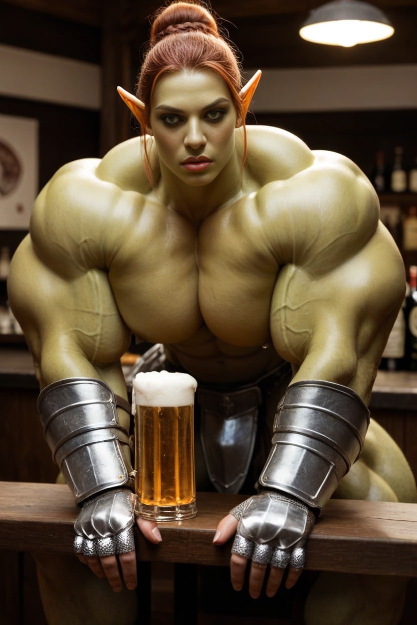 Skinny, Gigantic Muscles, Thick Lips AI Porn