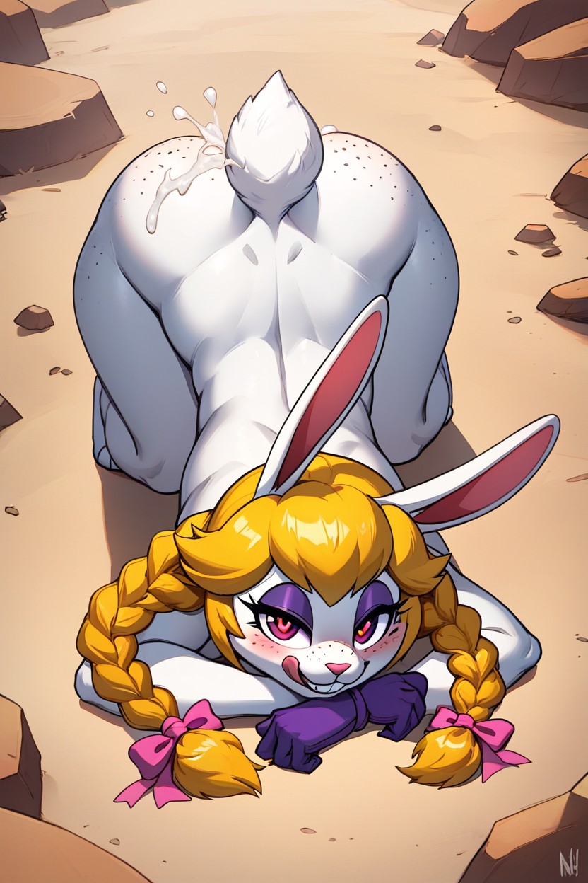 Long Ears Drooped Down, Hearts In Eyes, Licking Lips Furry AI Porn
