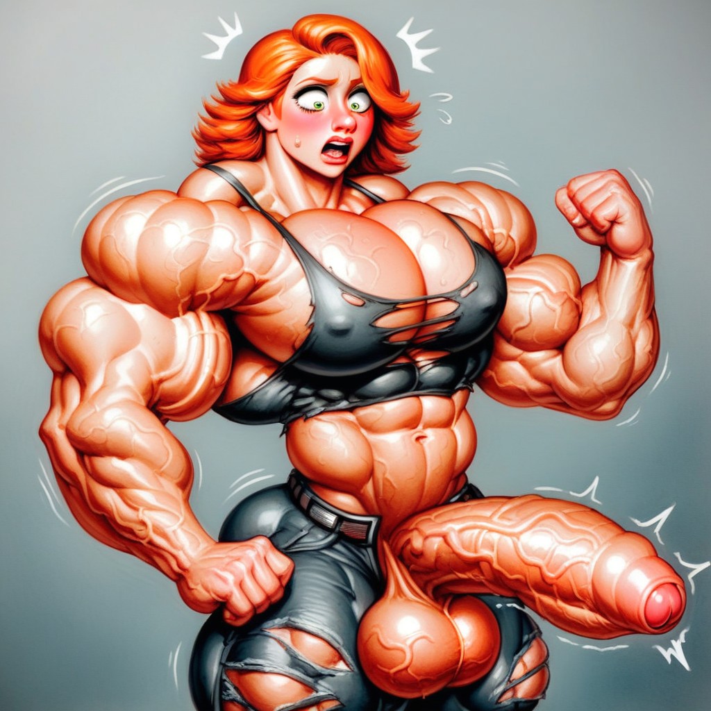 Shocked, Juicy Veins, Hyper Muscle Shemale AI Porn