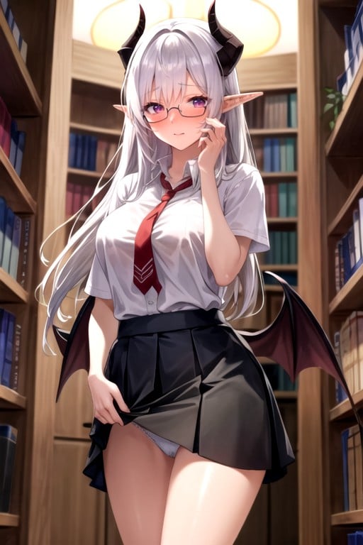 White Panties, Long Hair, Glasses AI Porn