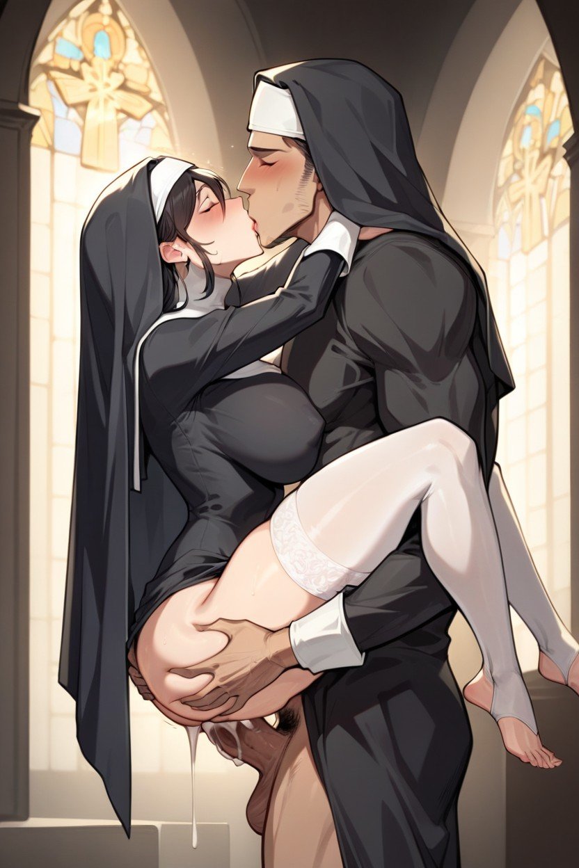 Nun Fucked By Male In Church, Kissing Passionately, Gros SeinsPorno IA