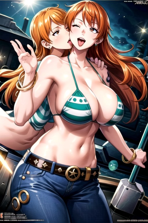 Nami (one Piece), Meninas Se Beijando, Ahegao Pornografia de IA