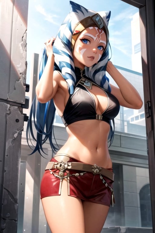 Debout, Du Bas Vers Le Haut, Ahsoka Tano (star Wars)Porno IA