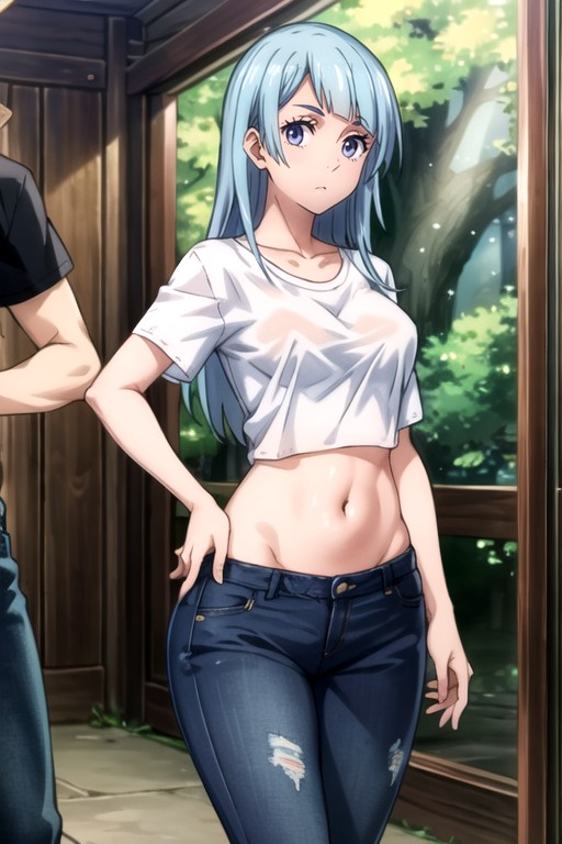 Navel Exposed, Oversized T-shirt, Miwa Kasumi (jujutsu Kaisen) AI Porn