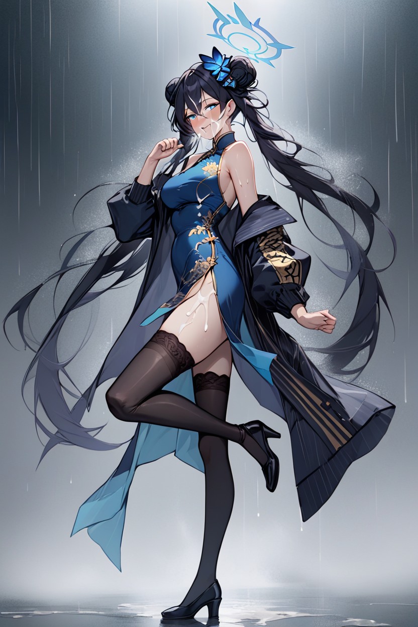 Smiling Mouth Open, Side View, Full Body Hentai AI Porn