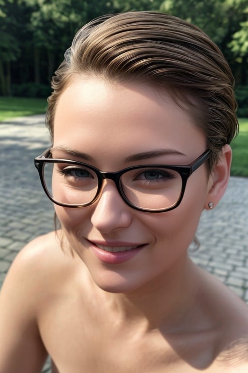 Looking At Viewer, Glasses, Laughing AI Porn