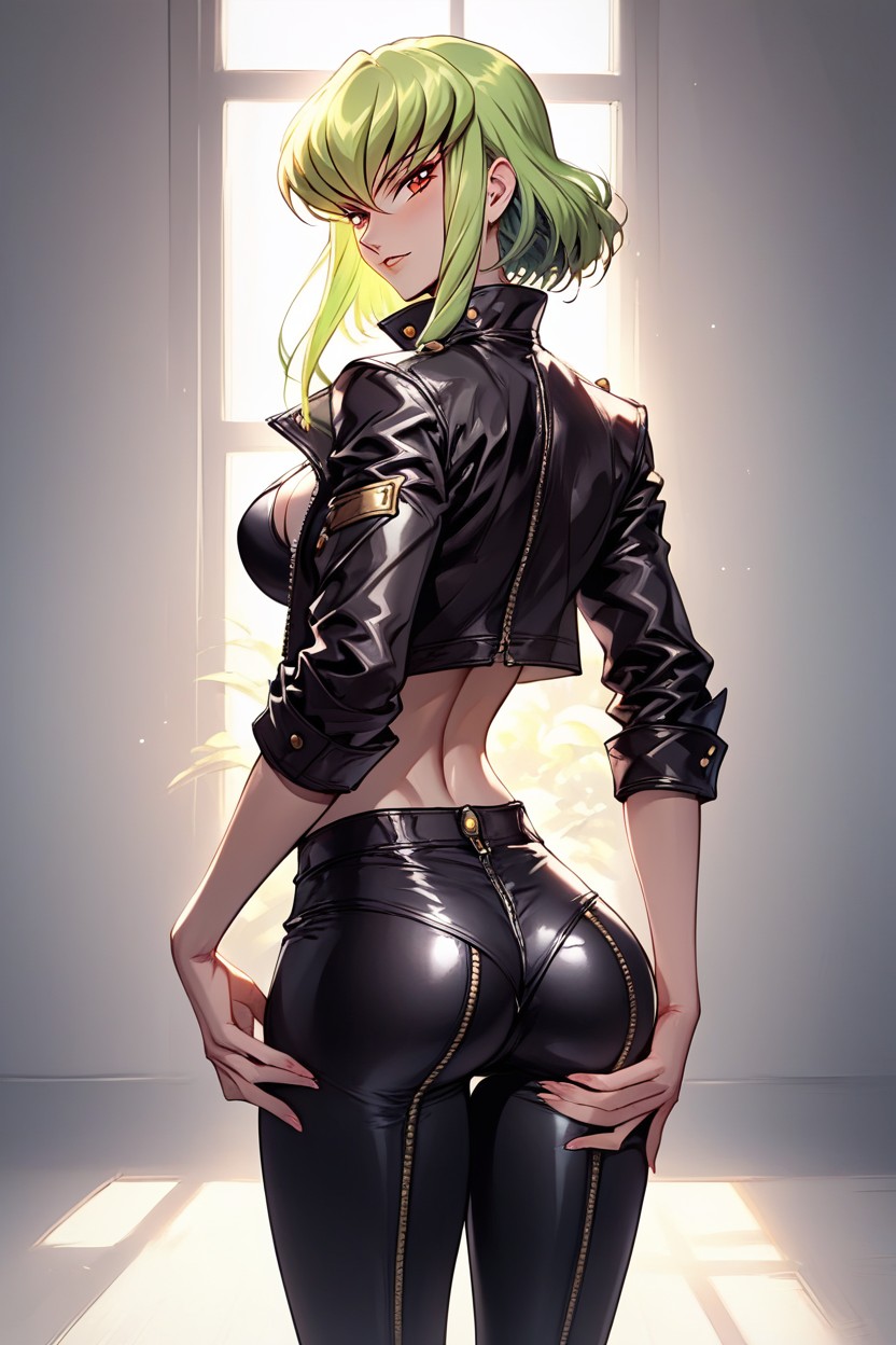 Micro Leather Jacket, Standing In Front Of Viewer, Cc From Code Geass AI Gay Porn
