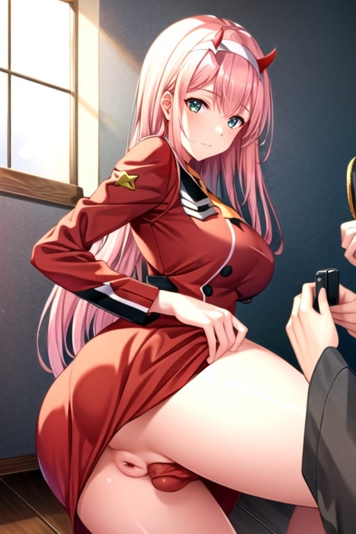 Futanari, Vagina De Lado, Zero-two (darling In The Franxx) Pornografia de IA