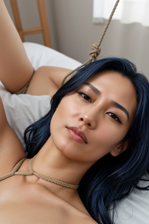 Cabelo Azul, Corpo Todo, Shibari Pornografia de IA