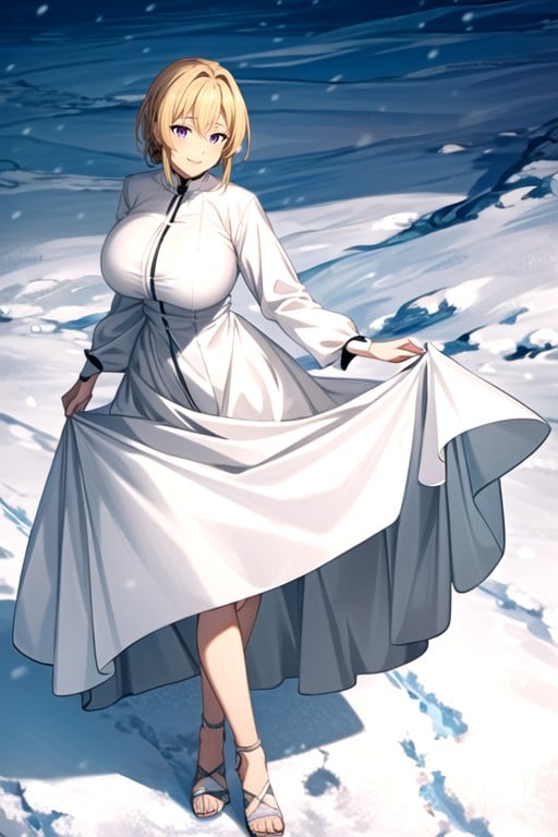 Add Detail, Smiling Skinny Bimbo Proportions Long Blonde Hairmassive Oversized Huge Uptight Tits Straining Long Russian White Tube Dressrussian Snow Backgroundbimbo Proportions, Mushoku Tensei AI Porn