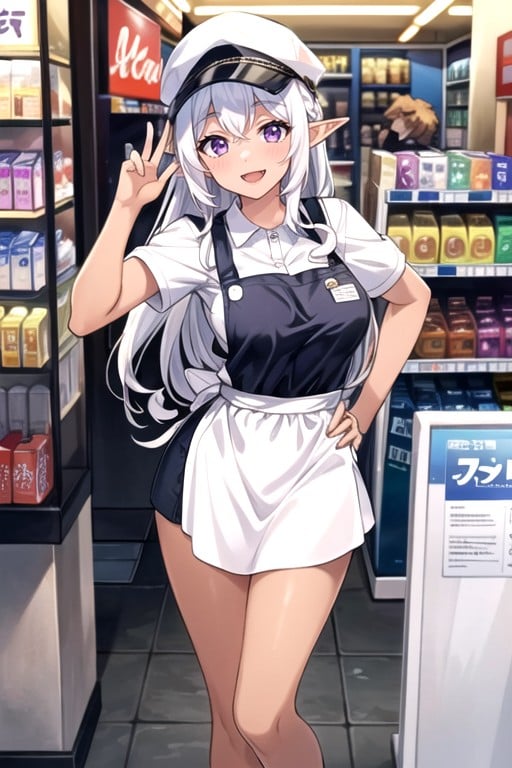 Purple Eyes, Fit, White Hair AI Porn