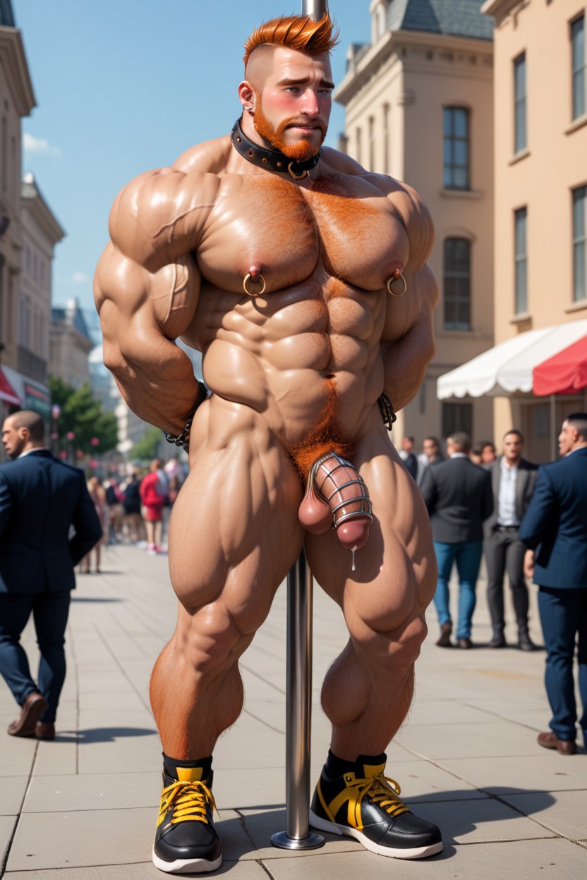 Hairy Chest, Large Muscular Calves Collar, Full Body AI Gay Porn