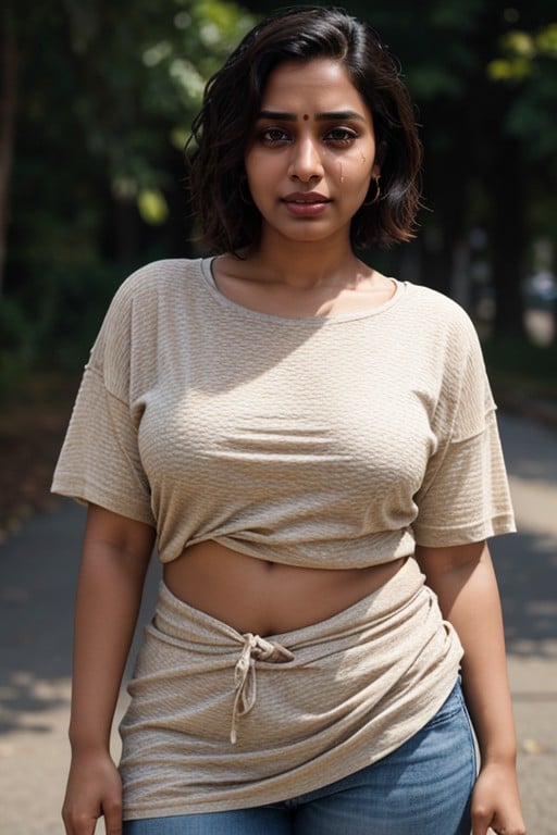 Indian, Very Short Hair, Oversized T-shirt AI Porn