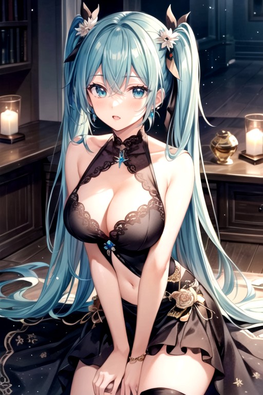 Blush, Aqua Eyes, Hatsune Miku AI Porn