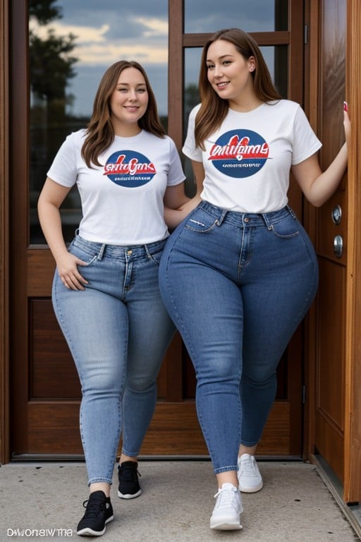 Impossibly Huge Hips, Fat Legs, Jeans AI Porn