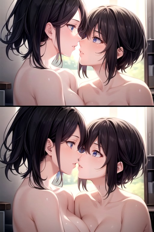 Black Hair Ginger Hair Lesbian Kissing Naked Milf Furry AI Porn