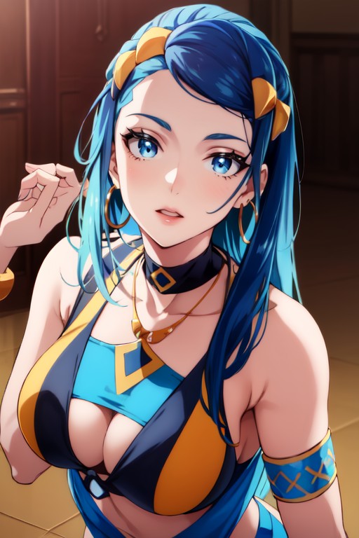 Large Breast, Nessa Rurina (pokemon), Nessa Original Color Hair With Her Blue Locks Of Her Hair AI Porn