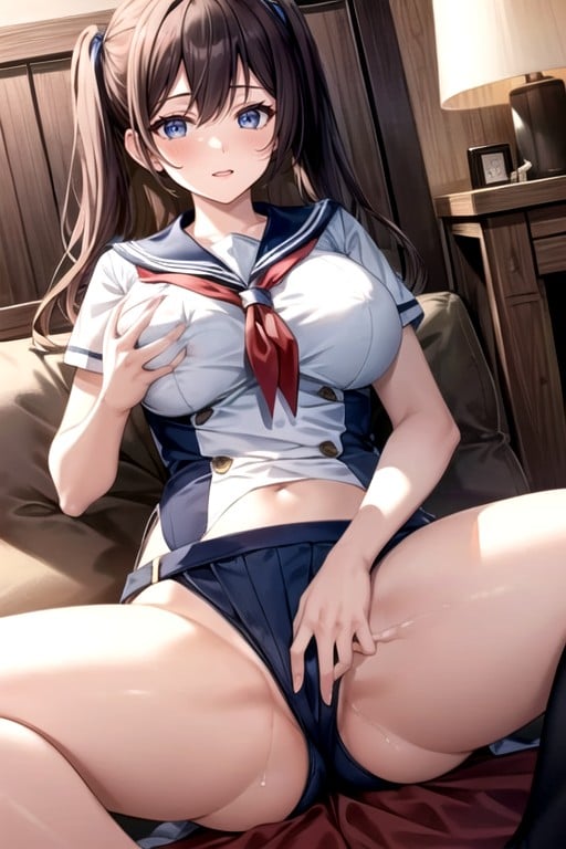 Masturbation, Pigtails, Sailor Uniform AI Porn